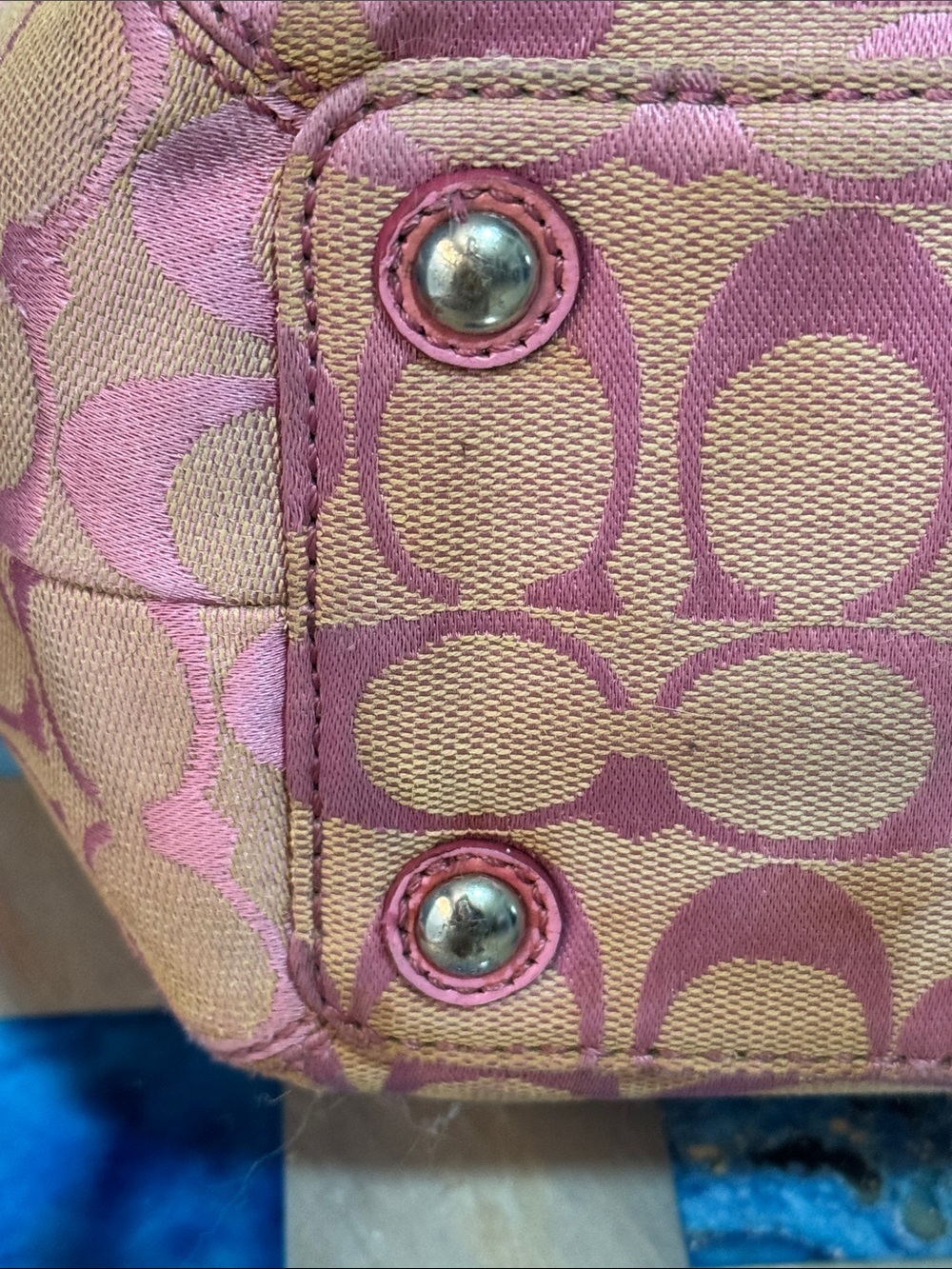 Coach Y2K Barbie Pink Signature Canvas Tote with Leather Trim (F15047) - Picture 10 of 16